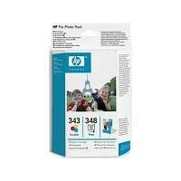 Pro Photo Pack - HP 343 tri-colour Inkjet Print Cartridge (7 ml), HP 348 photo Inkjet Print Cartridge (13 ml) and HP 10x15/120 sheets Premium Plus Photo Paper b